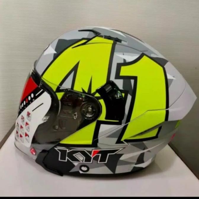 KYT HELM NFJ ESPARGARO 2018 GUNMETAL YELLOW MATT REPLIKA PAS