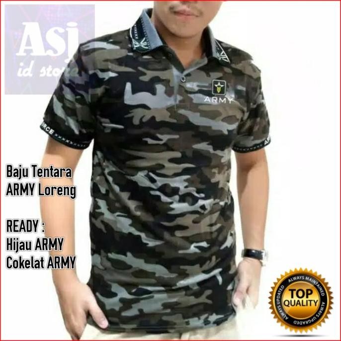 BAJU TENTARA KERAH - Kaos polo pria motif army loreng best quality PS99