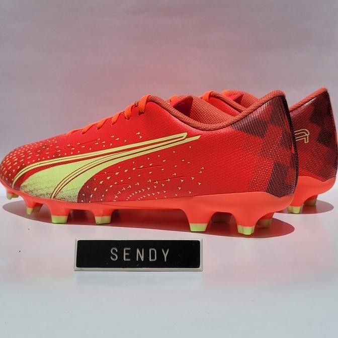 Puma Ultra Play FG / AG 107187-02 Coral Fizzy Light Black Merah Orange Kuning Original 100% Ori Bran
