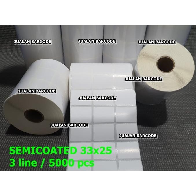 

Sale Label Barcode 33 X 25 (3 Line) Kertas Sticker Label Semicoated 33X25