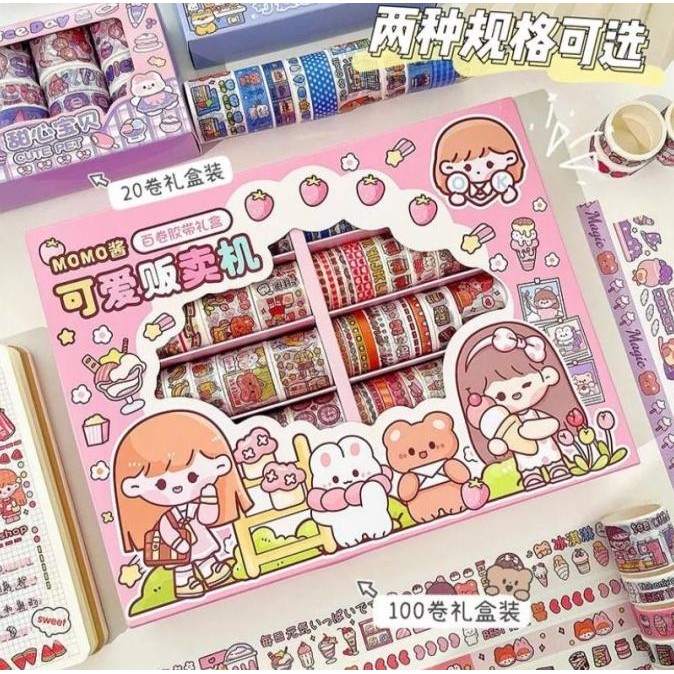 

Sale Sticker Roll Set Motif Momojan Cartoon Colorful Unik Lucu Roll Tape