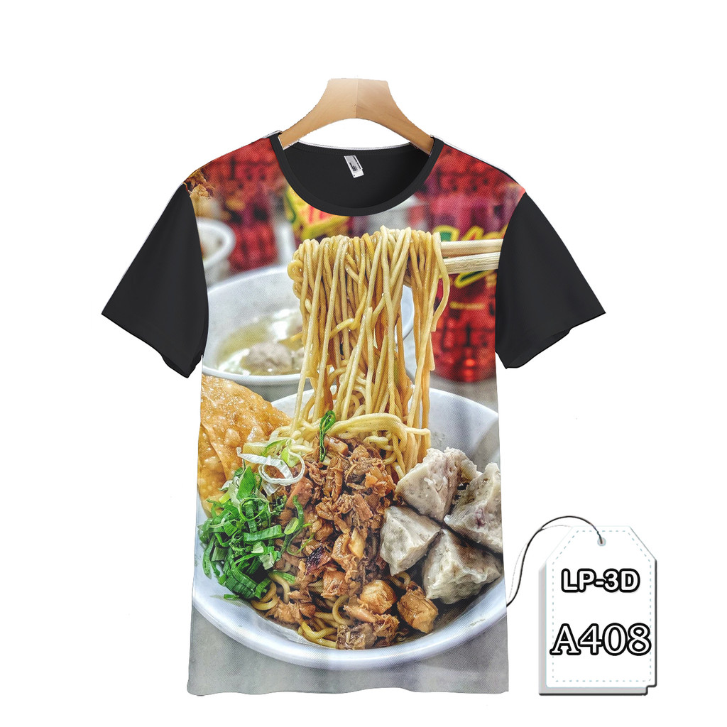 Kaos Makanan Mie Ayam Baju Anak dan Dewasa Printing 3D Fashion Kaos Keren dan Trendy