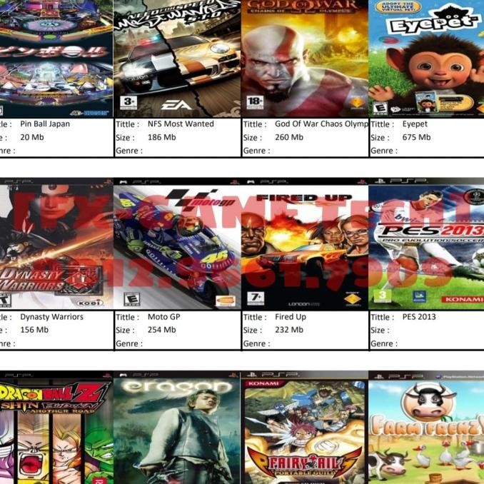 MMC Memory Card PSP PlayStation Portable Full Game + Adaptor Pro Duo ABD