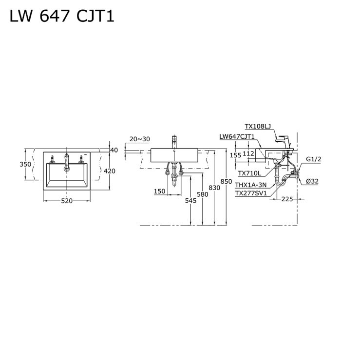 Terhemat Wastafel Toto Lw647Cjt1 / Wasthafel Toto Lw 647 Cjt1 / Toto Lw 647Cjt1