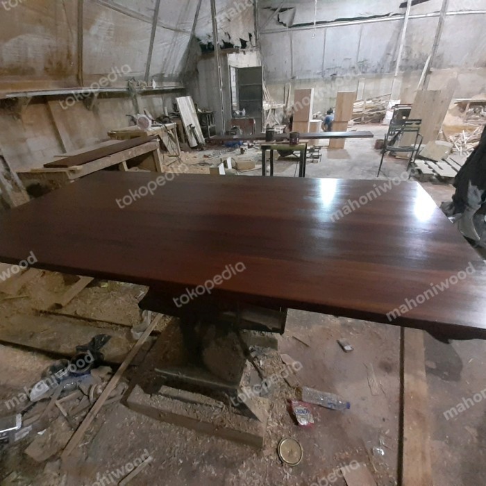 top table meja kayu mahoni custom SE01