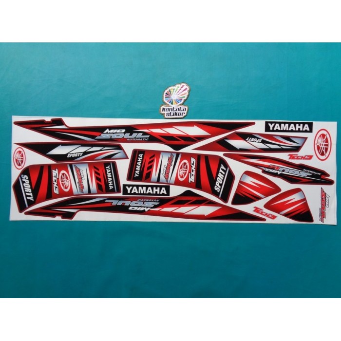 Ready Stock Striping Stiker Motor Yamaha Mio Soul Old Variasi Merah-Hitam