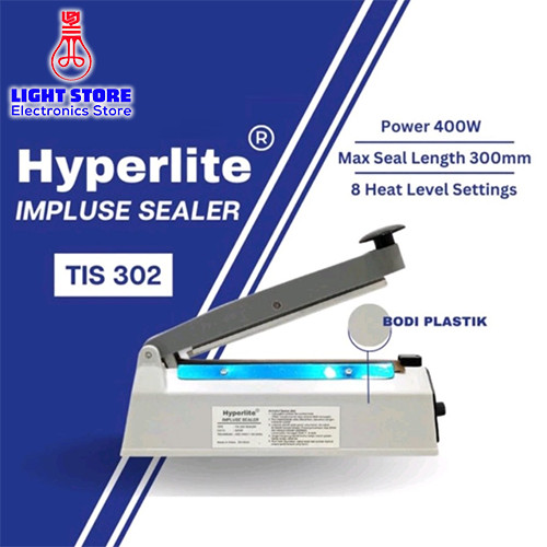 HYPERLITE TIS 302 Mesin Lem Plastik Sealer Impluse Sealer Body Plastik Ukuran 30cm