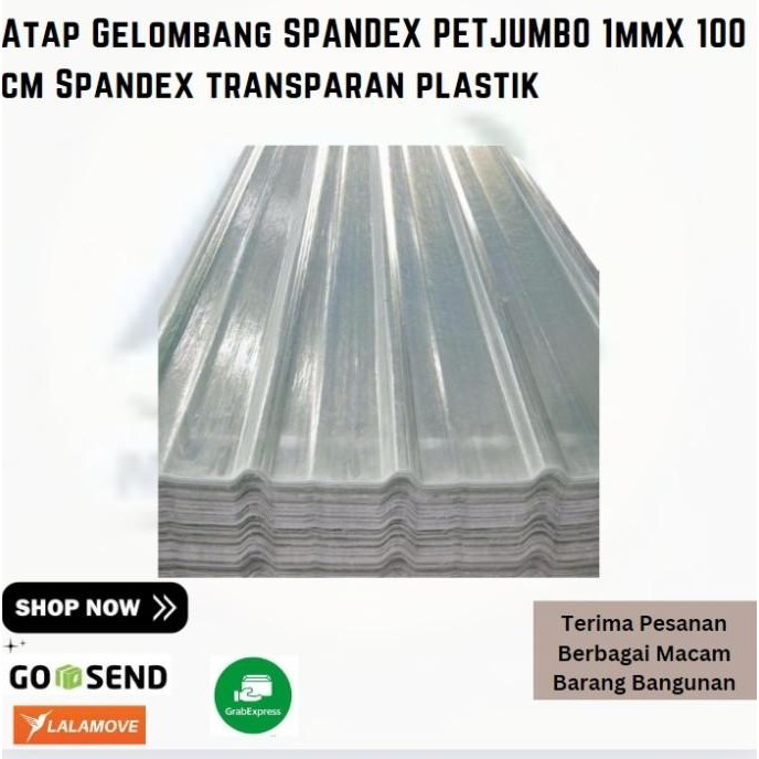 Terlaris Atap Gelombang Spandex Petjumbo 1Mmx 100 Cm Spandex Transparan Plastik