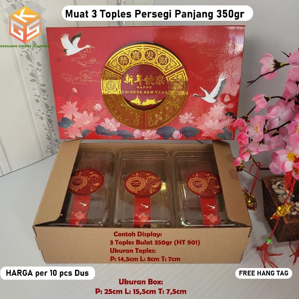 

10pcs Box Hampers Imlek [FREE HANGTAG] | Ukuran 3 Toples 350gr | Box Chinese New Year | Box Imlek