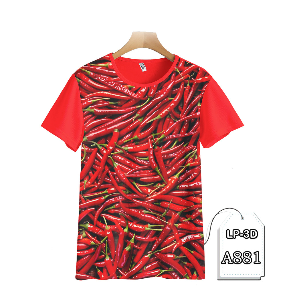 Baju Sayuran Cabe Rawit Merah Kaos Pria dan Anak Printing 3D #LP3D-A881