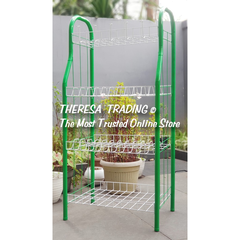 Best Seller Rak Piring Susun 4 Jumbo Dapur Serbaguna Besi Lapis Plastik Coating