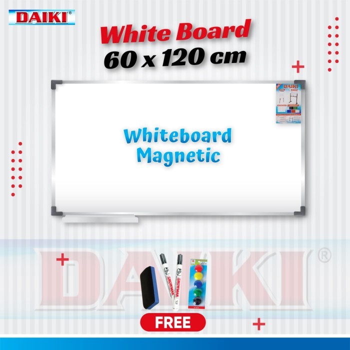 

Ready Stock Papan Tulis / Whiteboard Daiki Magnetic Gantung Uk 60X120Cm