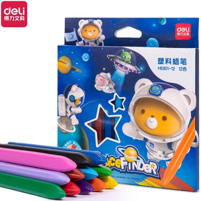 

DELI PLASTIC CRAYON OIL PASTEL CLEAN / KRAYON DELI 12 24 36 WARNA ANAK