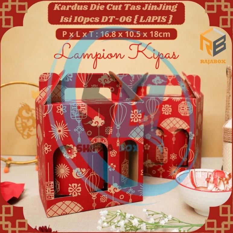 

CR - ( 10 pcs ) Kardus Jinjing 6 Botol 250ml Merah Imlek Dus Tenteng Minuman Hampers Chinese New Year TERLARIS