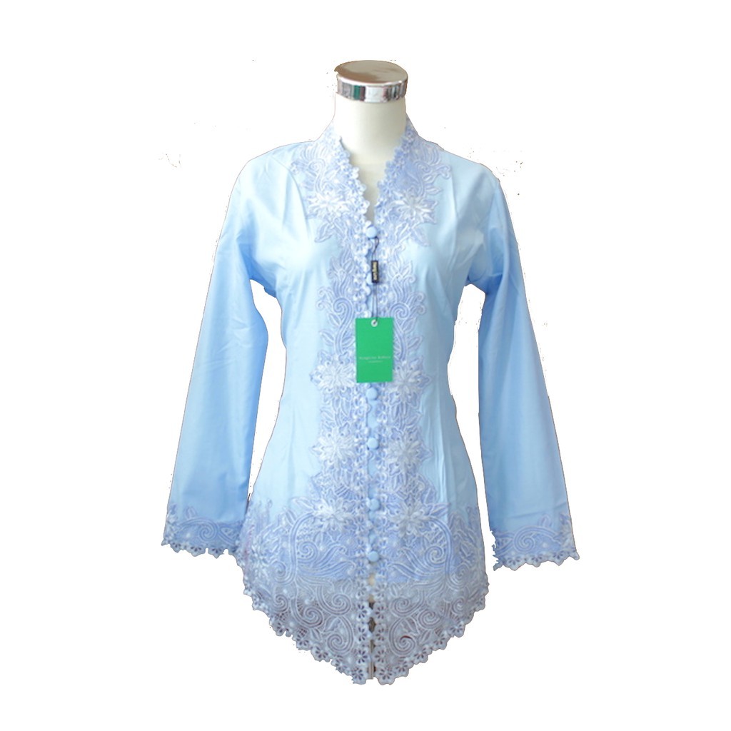 Baju Tradisional Kebaya Halus & Dingin Kebaya Katun Fadila Bordir Biru Muda 652 Jumbo