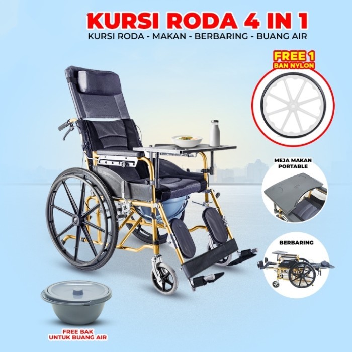 Ready Kursi Roda Travel lipat Untuk Lansia / Kursi Roda Alluminium Premium