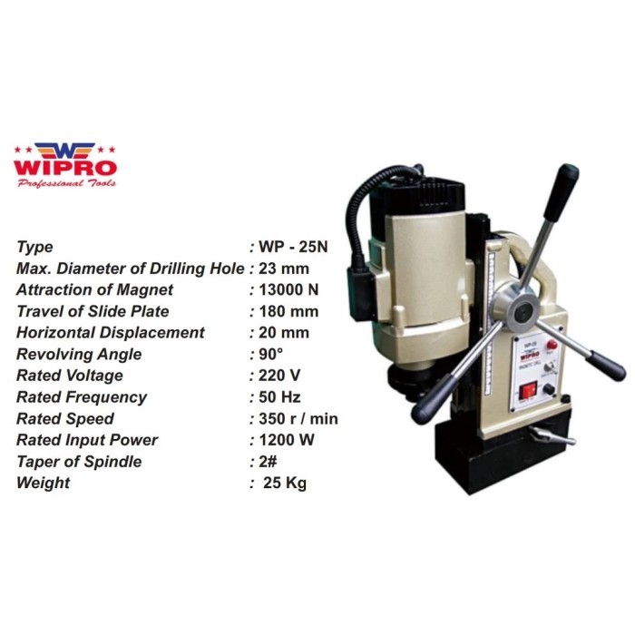 WIPRO WP25N/WP-25N/WP-25-N Mesin Bor Magnet 23 mm/23mm Magnetic Drill