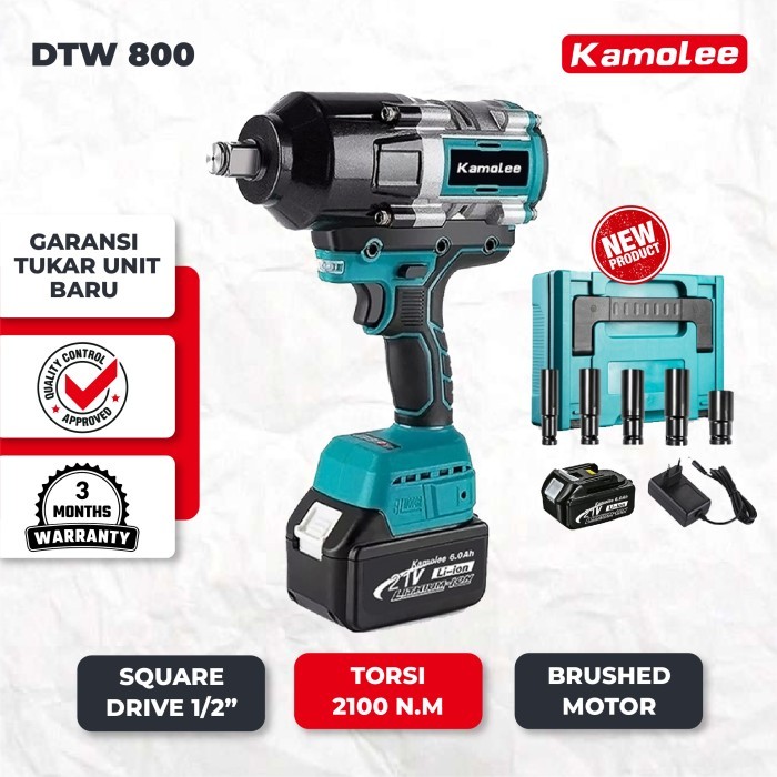 Kamolee DTW800 2100Nm Kunci Pas Dampak Listrik Brushless 1/2”