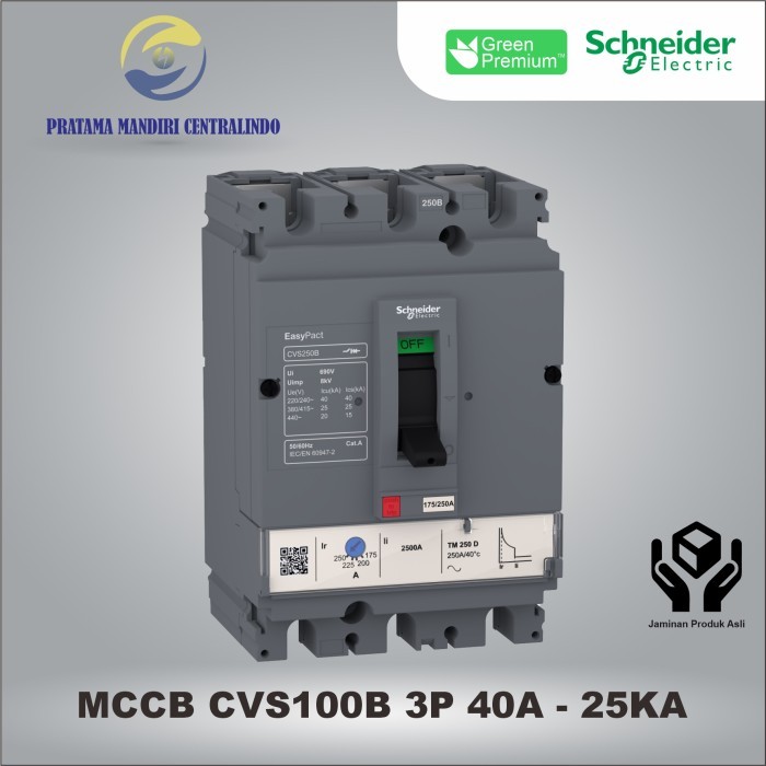 Paling Murah Mccb 3P 40A Cvs100B Schneider 3 Phase 40 Ampere - 25Ka Lv510303