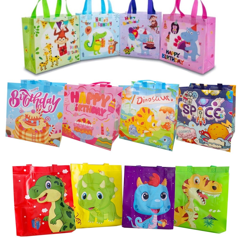 

Tas Ransel Tahan Lama Kantong Goodiebag Tas Spunbond Laminasi Gambar Cake Dinosaur Astronot Space