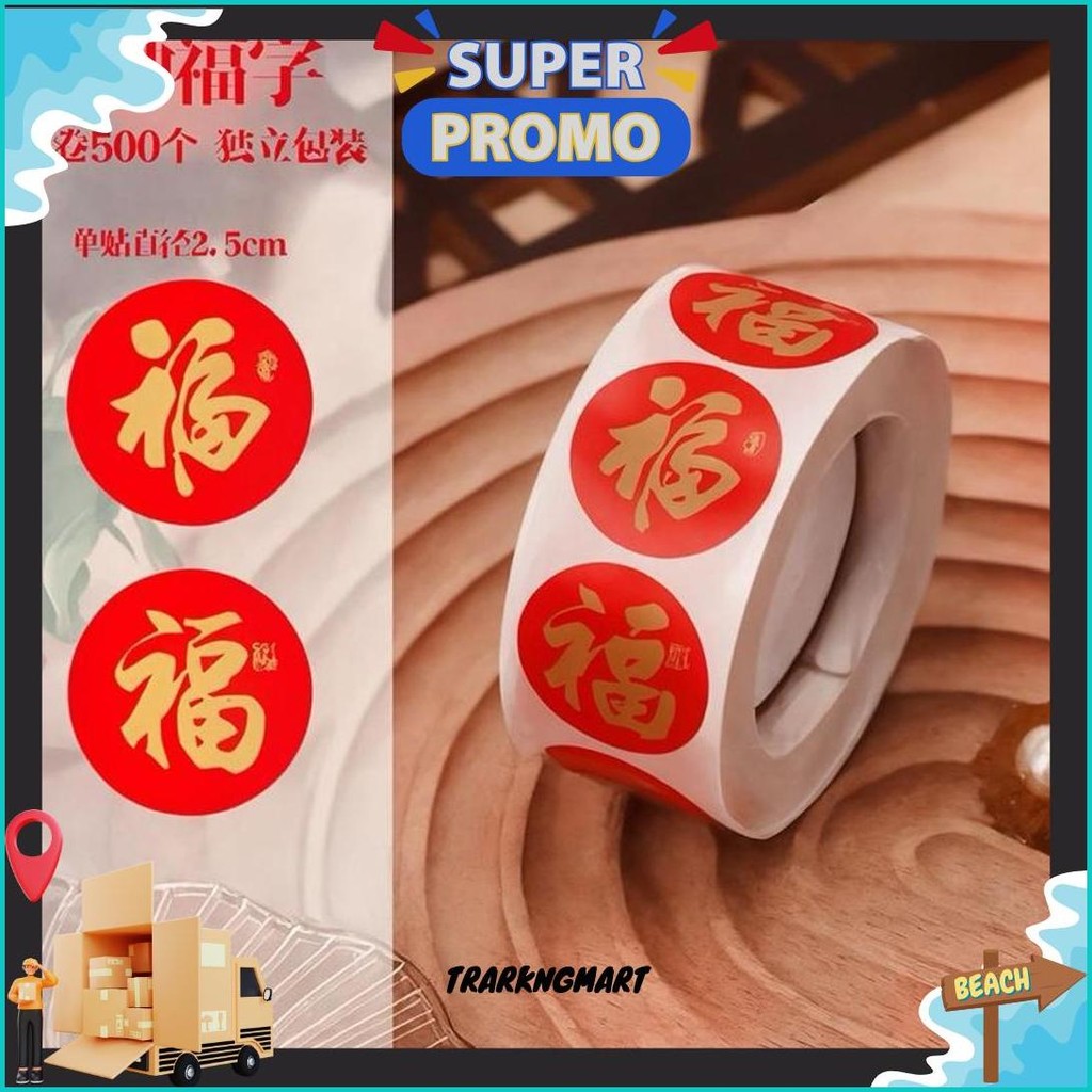 

Joyful 500Pcs Sticker Imlek Fu 2025 / Tempelan Chinese New Year Terbaru / Seticker Tahun Baru Cina Tempel Kue Buah Pot Cangkir Amplop Angpao Hiasan / Sticker Dekorasi Imlek Lunar New Year / Stiker Ampao Amplop Merah Murah