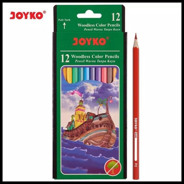 

(12 warna) Joyko Pensil Warna CP-103 Woodless Color Pencils Hexagonal