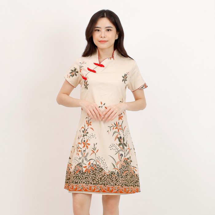 JUAL RUGI Baju Batik Wanita - Dress Batik Cewek Modern Cheongsam