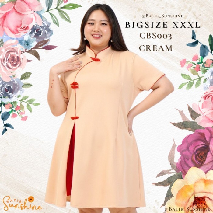 JUAL RUGI! Cheongsam Sangjit Dress Batik Wanita size XXXL/Jumbo/Big Size CBS003(1