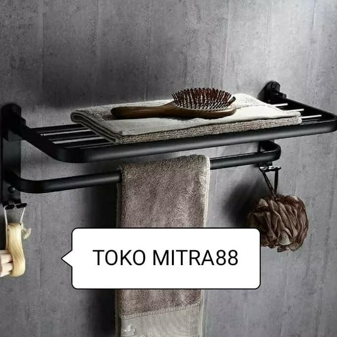

PROMO RAK HANDUK LIPAT 60 CM BLACK/GANTUNGAN HANDUK KAMAR MANDI