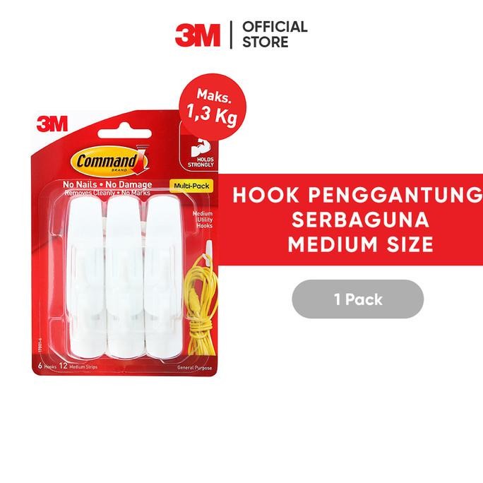 

3M Command Hook, 17001-6, Menahan beban hingga 1,3 kg