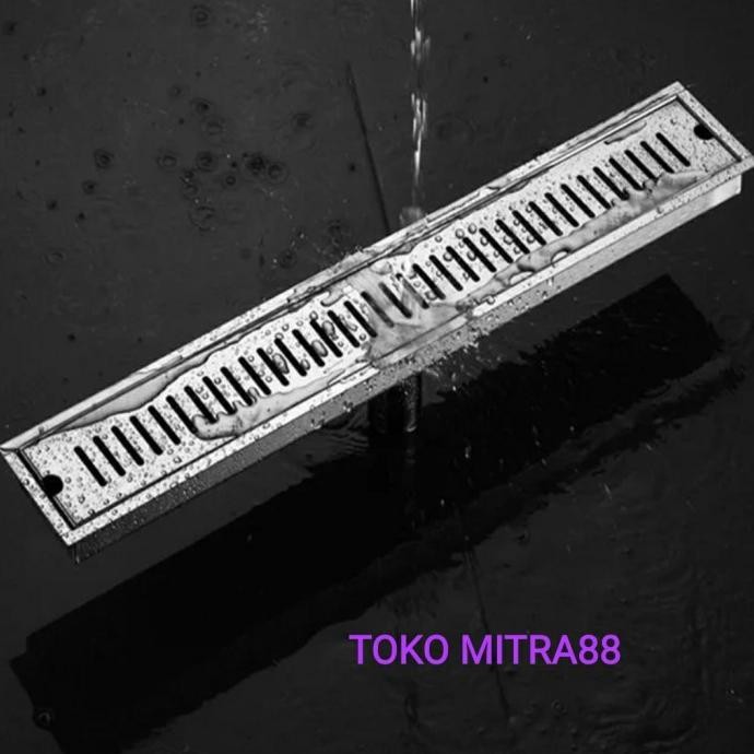 

PROMO FLOR DRAIN GARIS STAINLESS 60 CM 2 LOBANG PINGGIR SARINGAN KAMAR MANDI