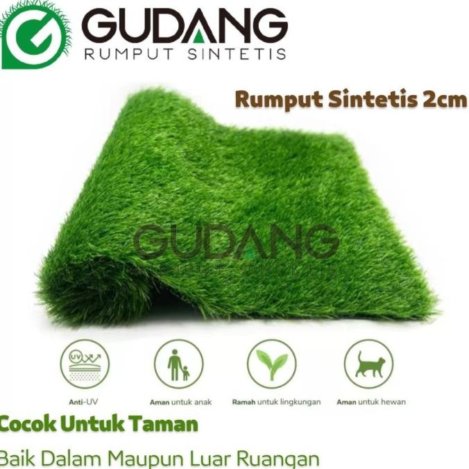 Rumput sintetis 2CM rumput palsu, 1ROLL 2 Meter X 25 Meter