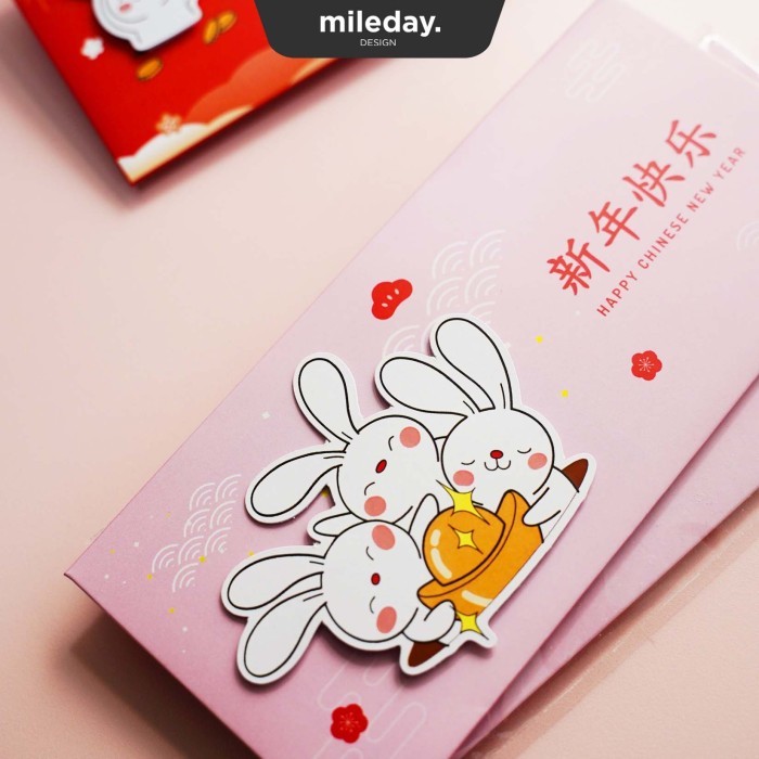 

CNY Angpao Imlek 2023 Rabbit Pop UP uang tidak dilipat - Pink Limited