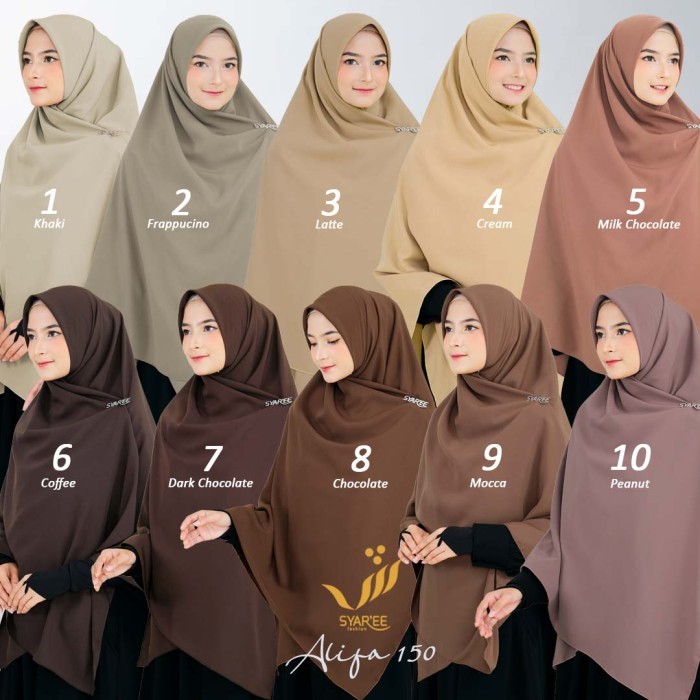 GRATIS ONGKIR Alifa 150 | Jilbab Segiempat Jumbo Syari Panjang Polos Wolfis Premium - Warna 1-10 7XJ