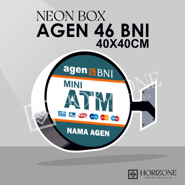 NEON BOX AGEN 46 BNI 40X40 CM BULAT AKRILIK