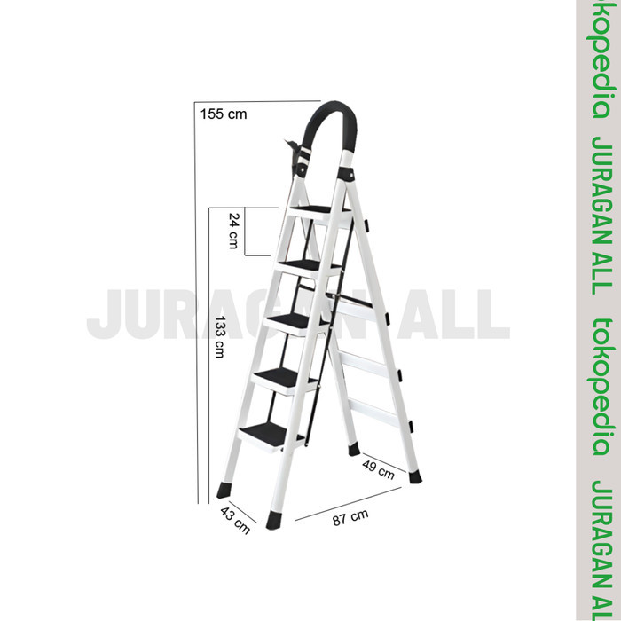TANGGA LIPAT/TANGGA PORTABLE/TANGGA LIPAT BESI ALUMUNIUM-5 STEP PUTIH
