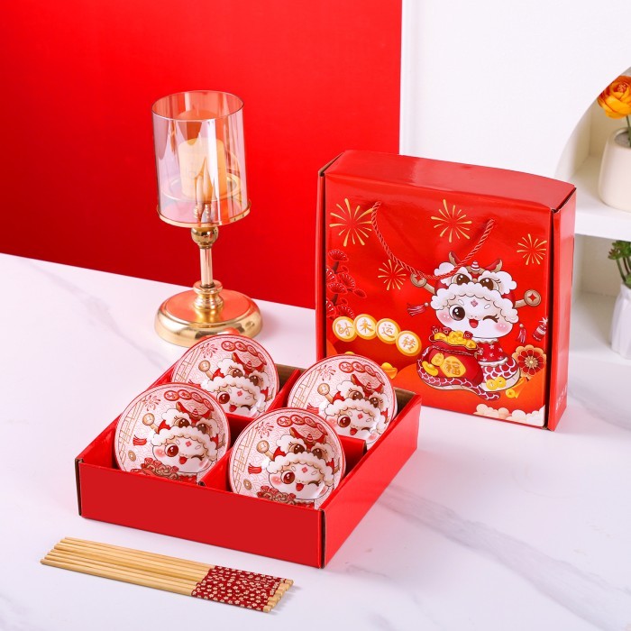 

Imlek Snake Year Bowl Set / Hampers Imlek Chinese New Year Set Gift / Mangkok Set Premium Bowl Set Imlek - SYBS-4PCS Limited