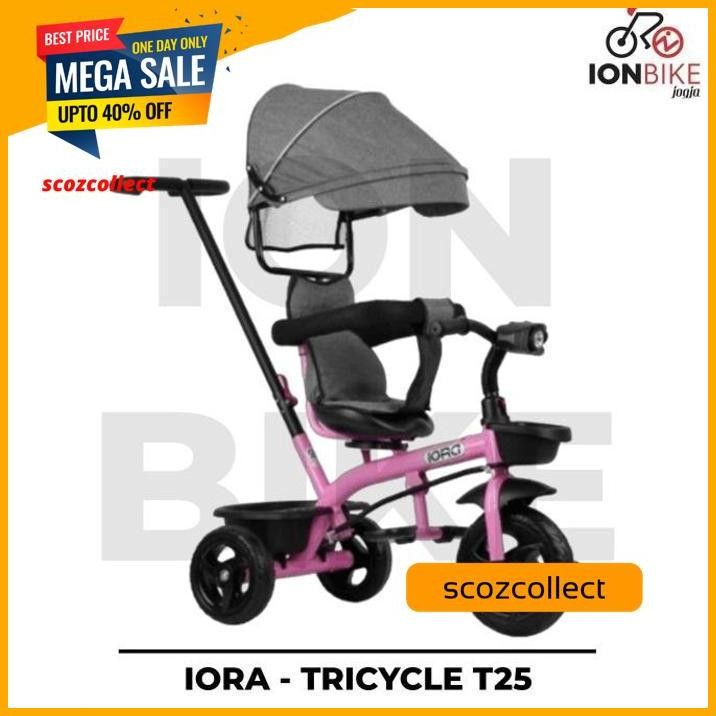 SEPEDA ANAK RODA TIGA PMB IORA T25 KURSI PUTAR TRICYCLE RODA 3 BABY MAINAN MUSIK DORONG PENGAMAN KUR