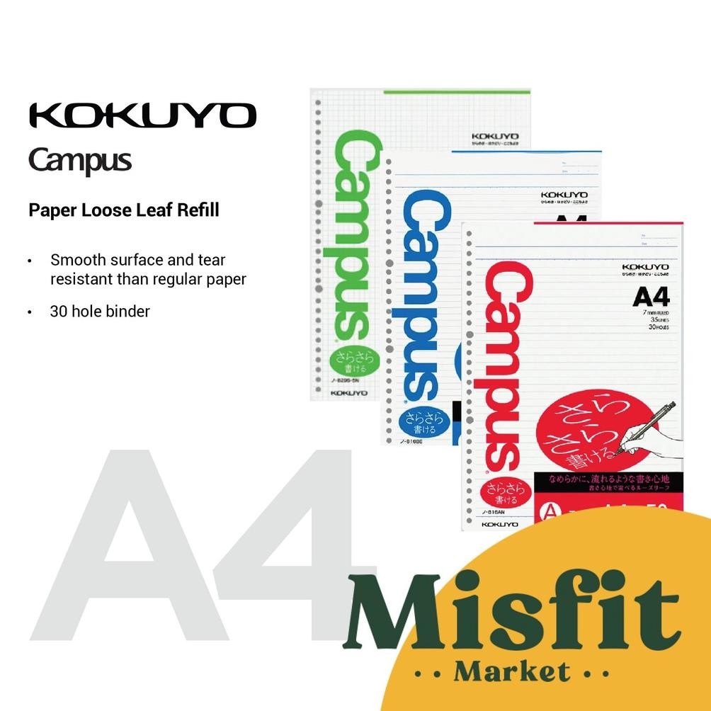 

KOKUYO Campus Paper Loose Leaf Refill A4 Kertas Isi Ulang Binder Buku Notebook