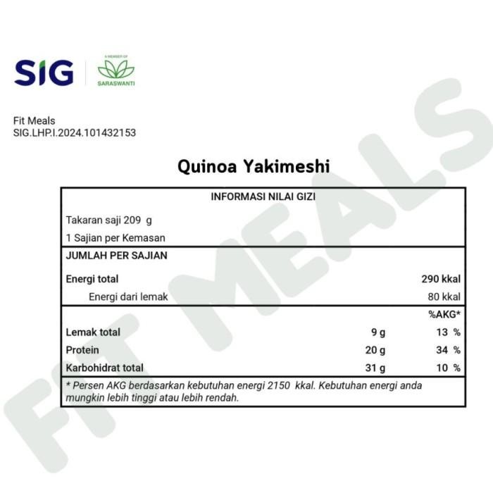 

Fit Meals Quinoa Nasi Goreng Kampung Tektek Diet High Protein Sehat