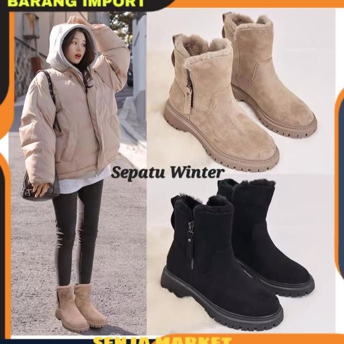 Sepatu Boots Boot Bot Winter Boots Musim Dingin Salju Import Wanita HPID