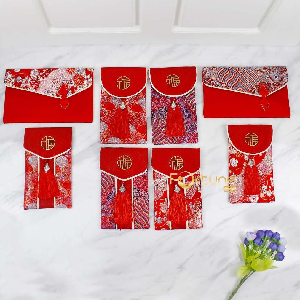 

GHT Angpao Imlek 2025 Kain Dompet Chinese New Year Hong bao Red Envelope Terbaru
