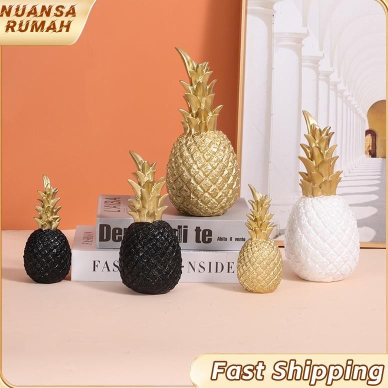 KLJ Dekorasi Desain Nanas Warna Emas untuk Meja / Ornamen Nanas / Gold Pinaple Anggur Kabinet TV Kab