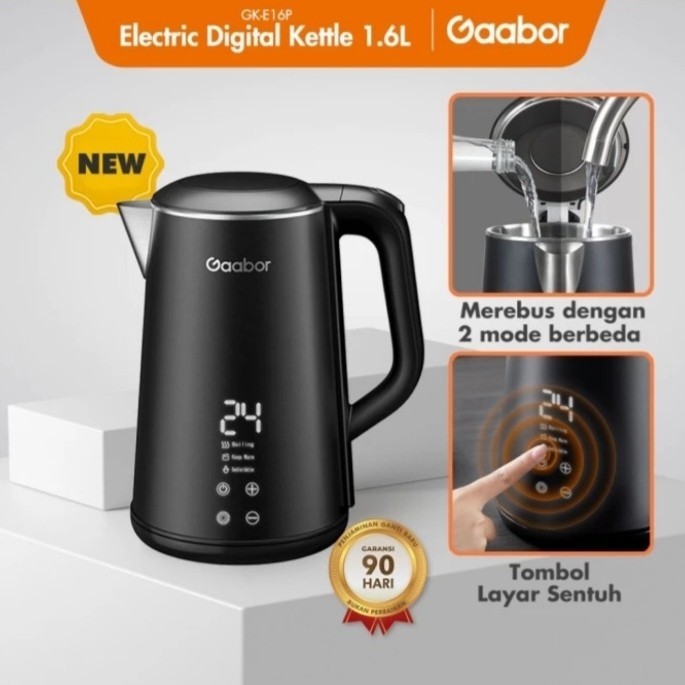 Kettle Listrik Gaabor kapasitas 1.6 liter GK-E16P digital--HITAM