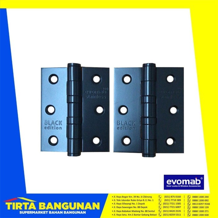 EVOMAB ENGSEL MHJY 4 X 3 X 3 4BB BLACK STAINLESS/ ENGSEL PINTU/JENDELA