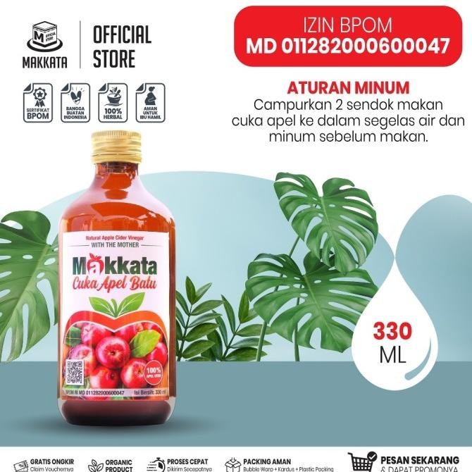 

New MAKKATA Apple Cider Vinegar Cuka Apel Makkata With The Mother Cuka Sari Apel Bisa Diminum & Masakan
