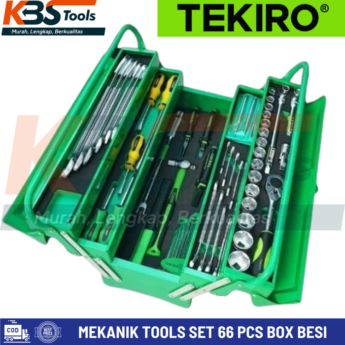 Kualitas terbaik] TEKIRO Mekanik Tools Set 66 Pcs Tool Kit Mechanic Box Besi