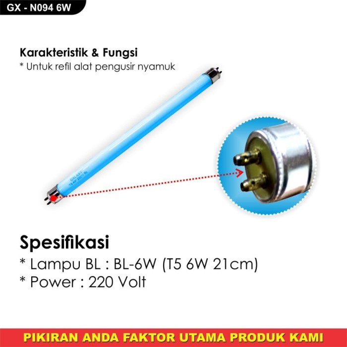 ------] Refill Lampu Neon Nyamuk TL T5 4W 6W 8W Serangga Fluorescent Tube Biru