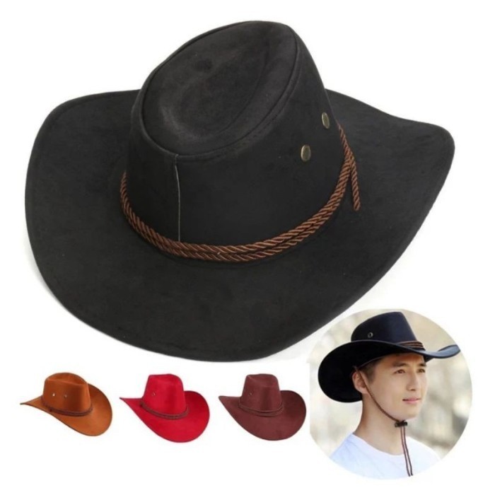 Topi topi cowboy pria wanita/topi koboy/topi koboi/topi fedora/topi promosi - warna campur, pria wan