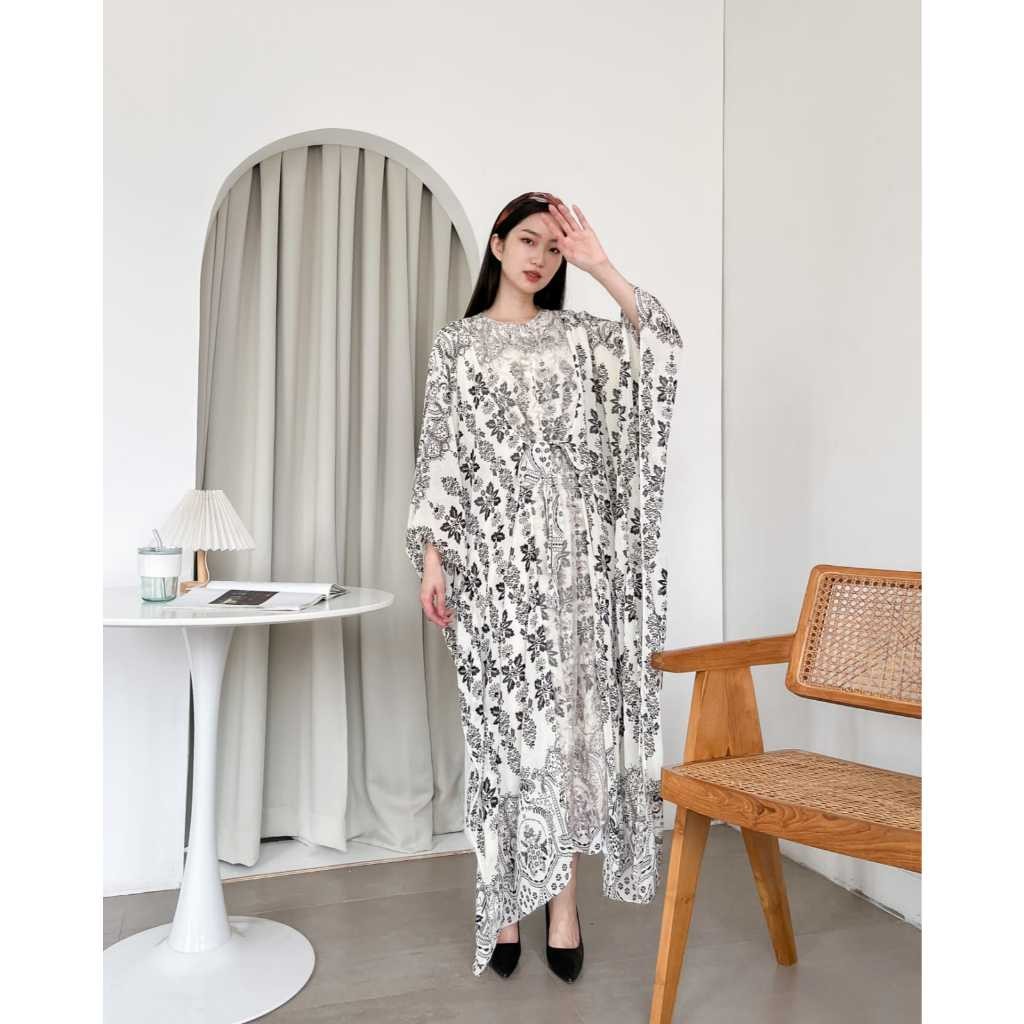 Kaftan Wanita 2025 Simple Elegan Longdress Kondangan Remaja Putih Model 2024 Kaptanabaya Turki Gamis